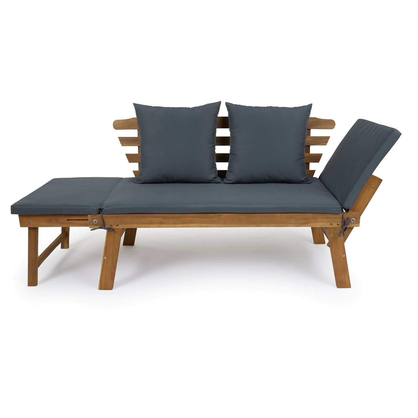 Lifa Garden Gartenbank mit Liegefunktion - Inklusive Kissen - 2-Personen - Max. 220 kg - 130 x 68 x 78 cm - Anthrazit