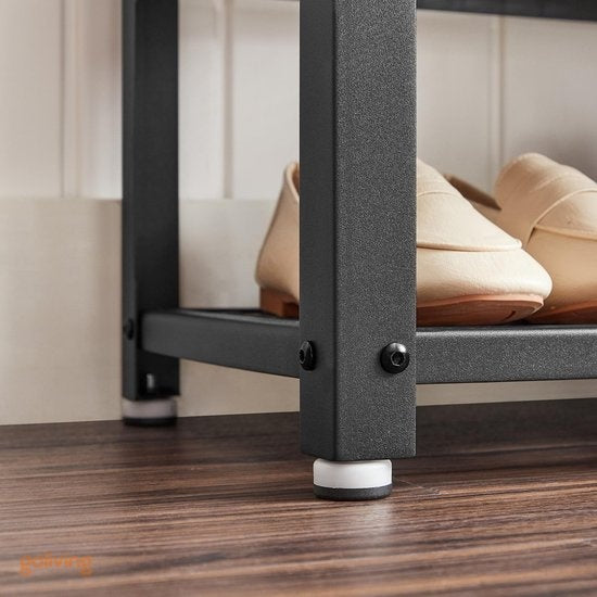 Goliving Schuhablage - Schuhbank - Flurbank - Industrial - 30 x 80 x 45 cm - Metall - Schwarzes Holz