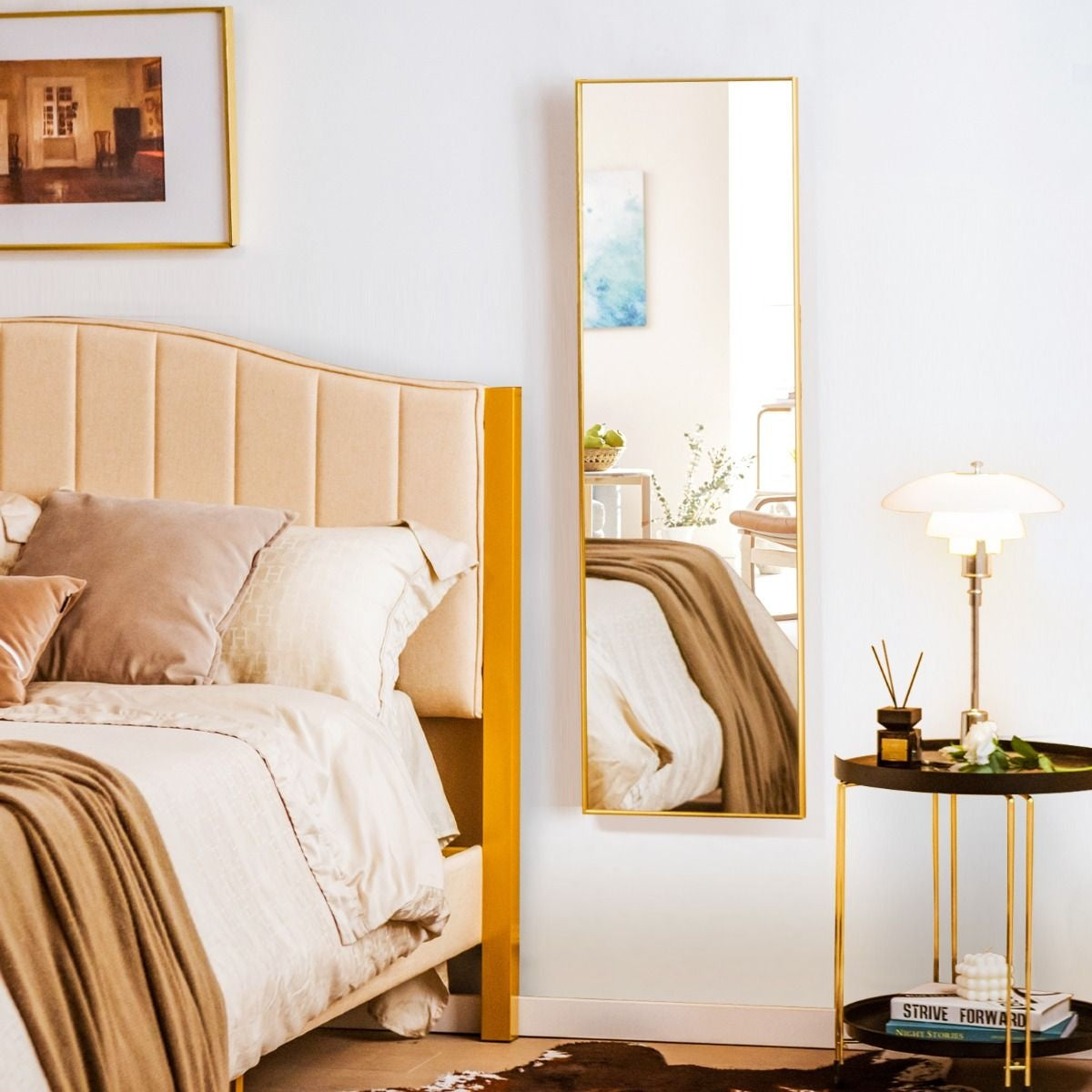 Coast 37 x 120 cm Ganzkörperspiegel mit höhenverstellbaren Hängehaken Wandspiegel Golden