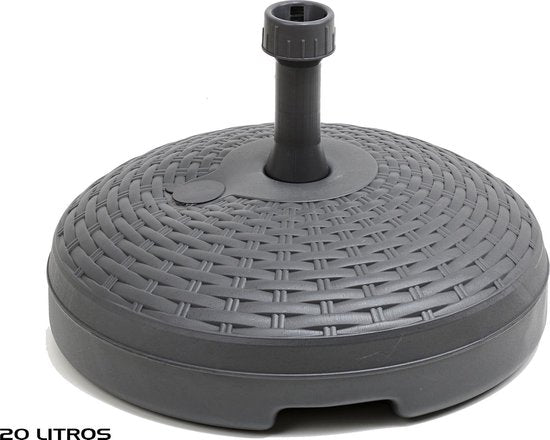 Sonnenschirmfuß Rattanoptik - rund - anthrazitgrau - D45 cm - 20 Liter - Kunststoff - befüllbar