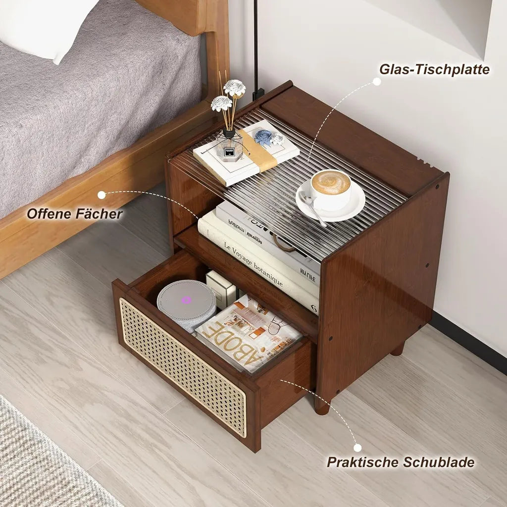 Coast Nachttische mit Schublade – 2er-Set – 43 x 35 x 50 cm – Braun