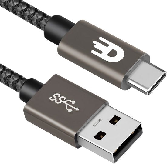 Drivv. USB-C-auf-USB-A-Kabel, 3 Meter – 10 Gbit/s – 3 A Schnellladung – Grau