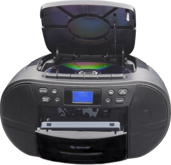 Denver TDC-280 - Boombox - DAB - FM - Radio - CD-Player - Kassette - AUX-Eingang - Uhr - Wecker - Schwarz