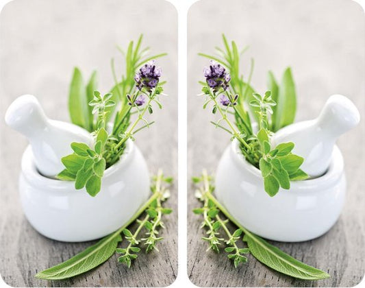 Wenko Abdeckplatten für Kochfeld – Herb Garden – 52 x 30 cm – Glas – Weiß, 2-teilig
