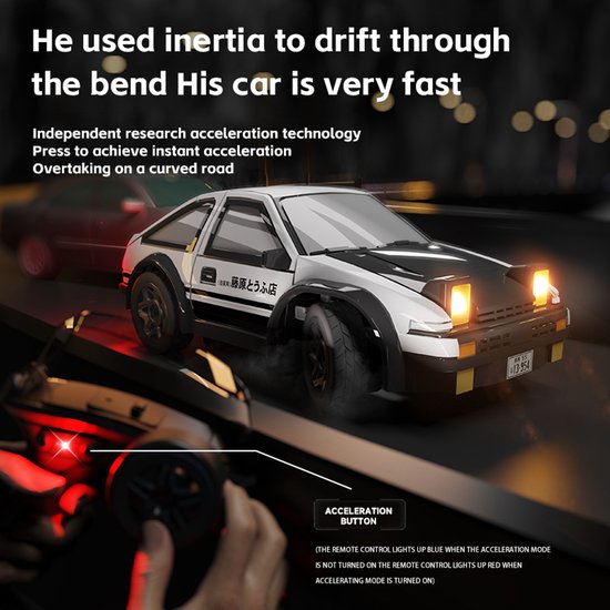 Fuegobird RC-Auto – RC-Fahrzeug – Drift-Auto für den Schreibtisch – Mini – Hochgeschwindigkeit – weiß