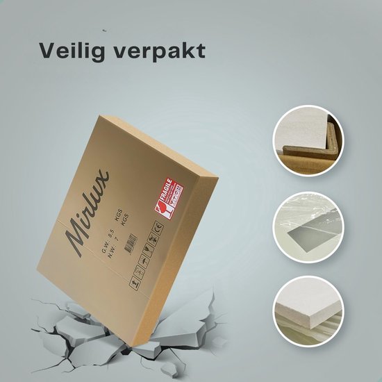 Mirlux Badezimmerspiegel mit LED-Beleuchtung & Heizung - Wandspiegel Oval - Anti-Kondensations-Duschspiegel - 90x60CM