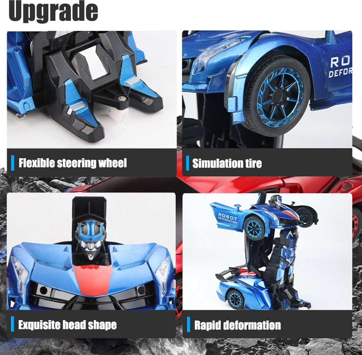 MEWAU 1:12 RC Transforming Car/Roboter - 2 in 1Ferngesteuertes Auto - Gestenerkennung - Spielzeugauto - Grau