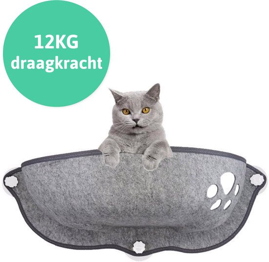 LBB Katzenhängematte - Für Fenster - Schalenform - Katzenkorb - Fenster - Hängematte Katze - Tiere - Katzenbett - Katzenkorb - Schlafplatz - Liegeplatz - Grau