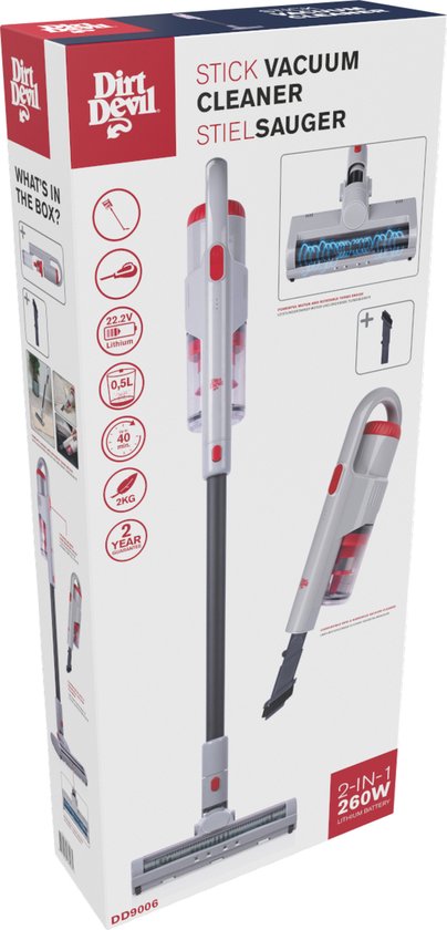 Dirt Devil Cordless Stick Staubsauger DD9006 - Beutelloser Staubsauger - Dustbuster 260W - inkl. Staubbürsten