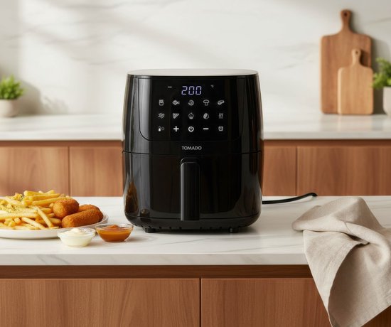 Tomado TAF2002B – Mini-Heißluftfritteuse – 2 Liter – Digitalanzeige – PFAS-frei