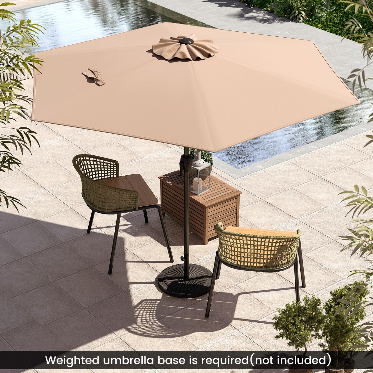 Coast Terrassenschirm – Neigungsfunktion mit Kurbel – belüftetes Schirmdach – braun 230 x 230 cm
