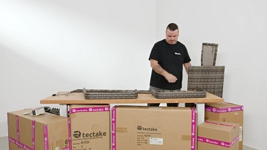 Tectake - Liegestuhl - Geflochten - verstellbare Rückenlehne - 200 x 70 x 33 cm - 404588 - grau