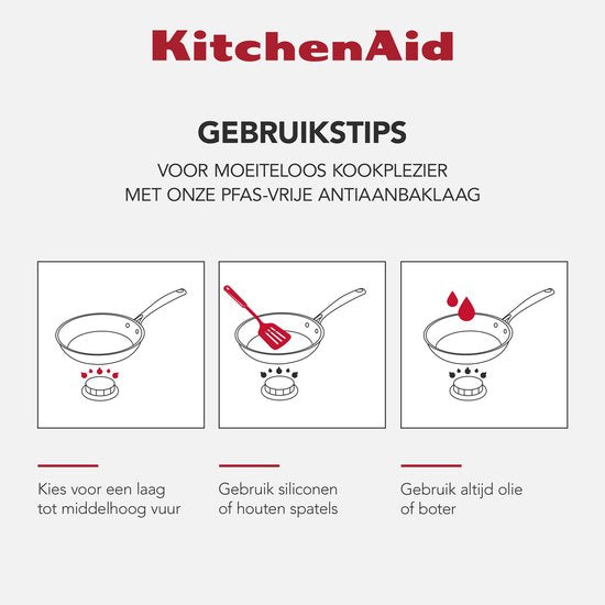 KitchenAid Edelstahl-Pfannenset, 2-teilig – 20/28 cm – PFAS-freie Antihaftbeschichtung – Induktionsgeeignetes Pfannenset – Keramikpfanne – Ofenfest bis 160 °C – Silber