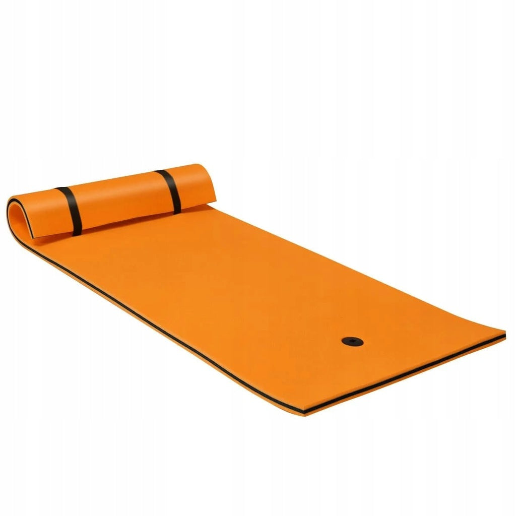 Wasser Hängematte Schwimmende Matte Schwimmendes Floß Wasserbett 220 x 90 x 4 cm Orange + Schwarz
