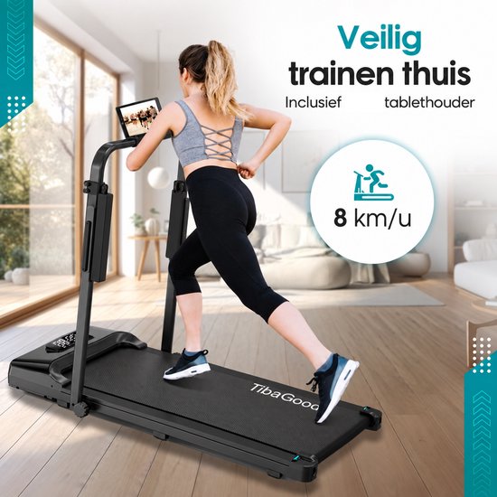 TibaGoods Klappbares Laufband – 1 bis 8 km/h – Laufband – Walking-Pad – Heimtrainer – Laufband für zu Hause – Treadmill – Sport – Laufen – 130 kg