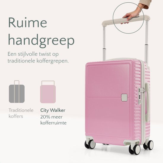 Skycases City Walker - Mittelgroßer Reisekoffer 77L - Leicht und robust - 360° Spinner-Räder - Original TSA-Schloss - Inklusive Schutzhülle & Nassbeutel - 66 x 45 x 26 cm - Pink