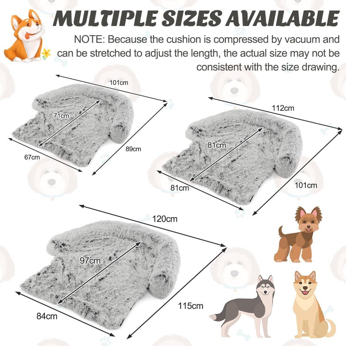 Coast Hundedecke - Plüsch - waschbar - 112 x 108 x 18 cm - Grau