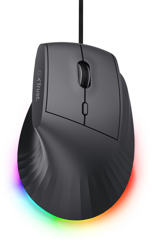 Trust GXT 145 Rexxa – Gaming-Maus – kabelgebunden – 12.800 DPI – RGB-Beleuchtung – ergonomisch, vertikal – schwarz