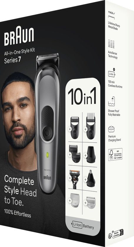 Braun All-In-One Style Kit Series 7 MGK7420, 10-in-1-Set für Bart, Kopfhaar, Manscaping und mehr