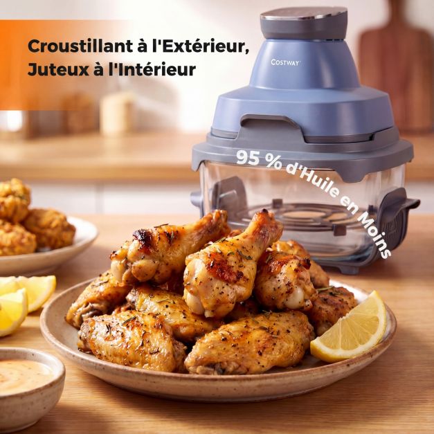 Coast Glas-Heißluftfritteuse 6-in-1 – 1500 W – 4 l + 1,7 l Borosilikatglas – 60–220 °C