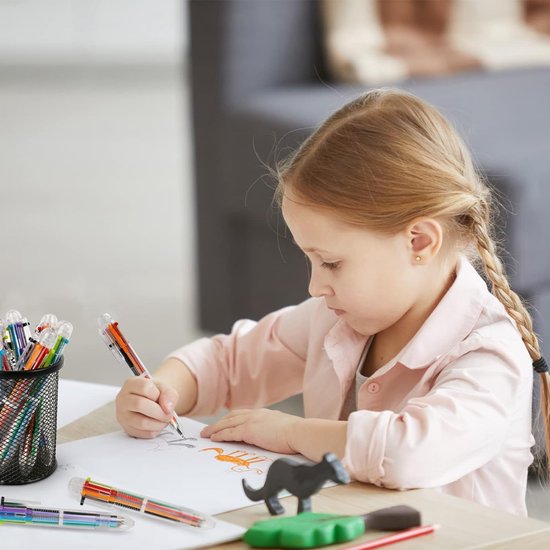 Partizzle 24x bunte Kugelschreiber - Kugelschreiber Handout Geschenke für die Schule - Kreative Farben - Grabbelton Stifte Geschenke für Kinder - 6 Farben