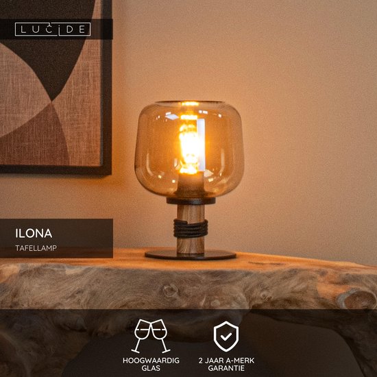 Lucide ILONA – Tischlampe – Ø 18 cm – 1xE27 – Bernstein