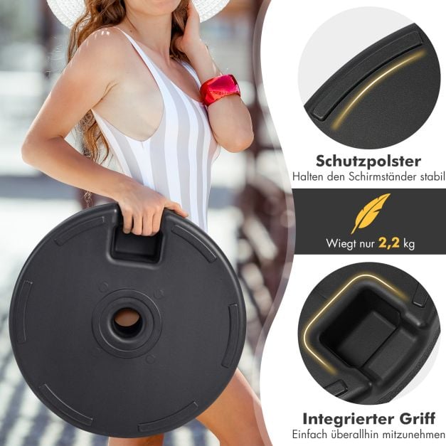 Coast Sonnenschirmständer, befüllbar, 19,5 l – Sonnenschirmständer für Ø 38/48 mm – Befüllbar mit Wasser oder Sand – Schwarz