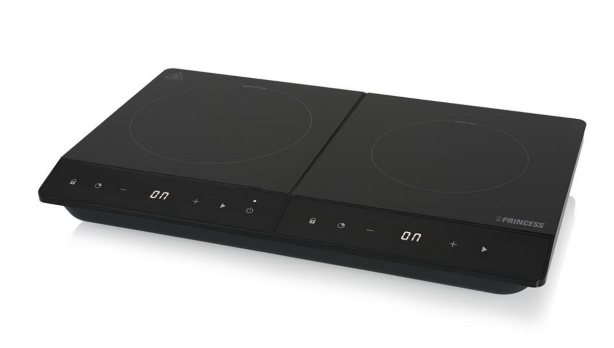 Princess 303031 Doppel-Induktionskochfeld – 3500 W – Digitalanzeige – Kochzone 19 cm – Schwarz