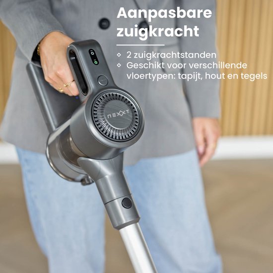 Nexxt Cordless Stick Vacuum Cleaner mit Cyclone Technology - Leichter Staubsauger mit beutelloser Staubabsaugung - HEPA 13 Filter - Komplettset - Schwarz