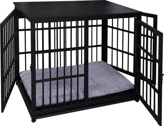 Hundebox – Box für kleine und mittelgroße Hunde – Hundehütte – für den Innenbereich – inklusive Hundekissen – 91 cm x 60 cm x 74 cm