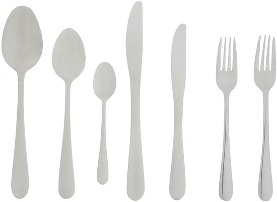 alpina Besteckset für 6 Personen – 42-teiliges Besteckset – Messer, Löffel, Gabeln, Teelöffel und Kuchengabeln aus Edelstahl – spülmaschinenfest – glänzendes Silber