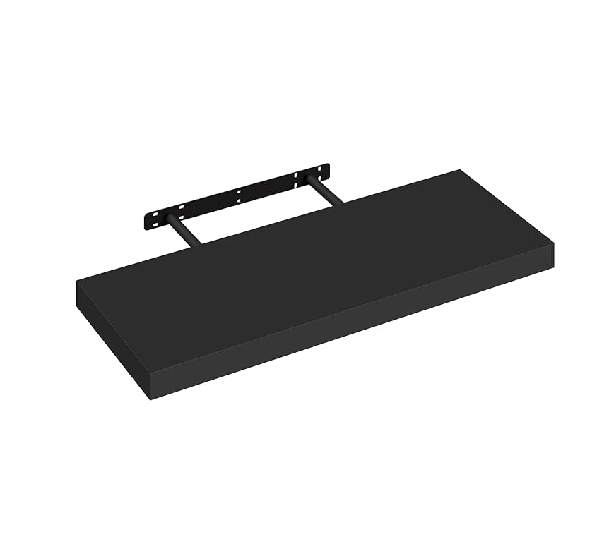 Esituro Wandregal, freihängend, 50 cm – 2er-Set – Schwarzes MDF – Modern