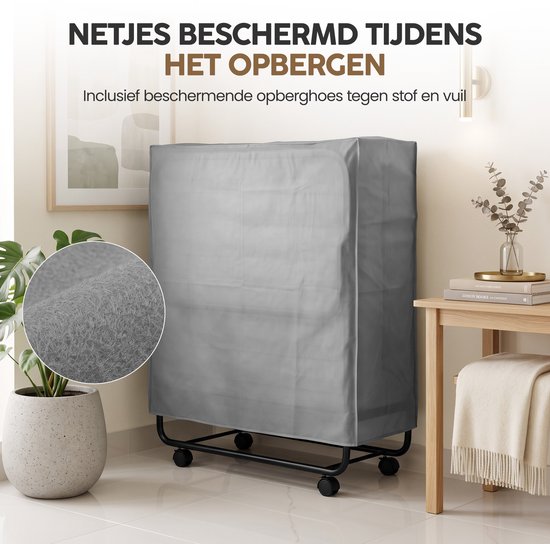 Infinity Goods Klappbett Comfort 90 x 200 cm – Gästebett – Einzelbett – Klappbett – Matratze & Lattenrost – inkl. Schutzbezug