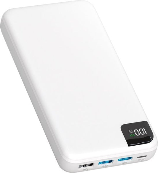 Strex Powerbank White - 27.000 mAh - 22,5W Schnellladegerät - USB-A/USB-C - LED-Anzeige - Universal Powerbank u.a. geeignet für iOS/Android
