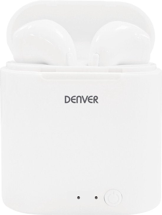 Denver TWQ-40 - Wireless Bluetooth earbuds - draadloos opladen via QI - Wit