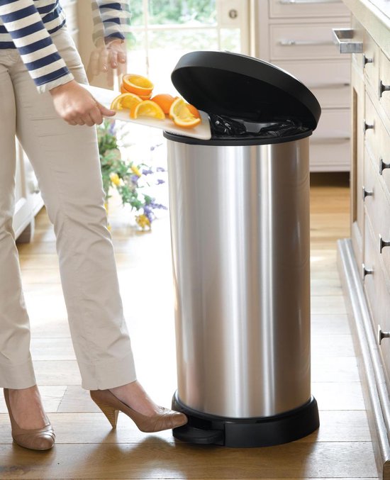 Curver Decobin – Abfallbehälter – 40 Liter – Silber Metallic