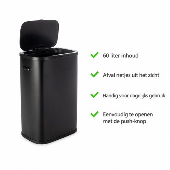 Nexxt Tretmülleimer 60 l – Push-Mülleimer