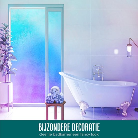 Homewell - Holographische Fensterfolie HR++ 120x300cm - Solar & Isolierend - Statisch haftend - Seifenblaseneffekt mattiertes Glas (neu)