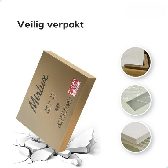 Mirlux Badezimmerspiegel mit LED-Beleuchtung & Heizung - Wandspiegel Oval - Goldrahmen - 90x50CM