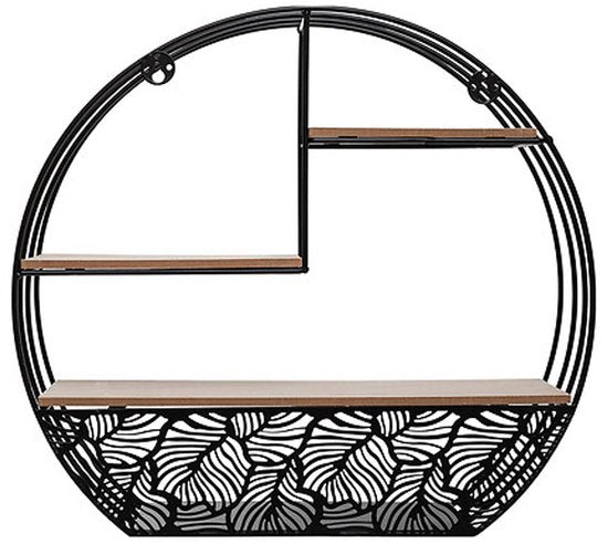 Atmosphera Wandregal/Bücherregal Mirna – schwarz – Metall/Holz – 3 Einlegeböden – 39 x 10 x 36 cm