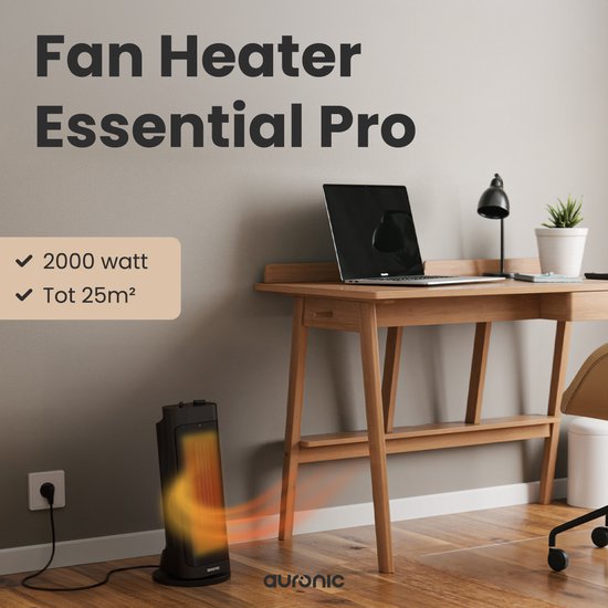 Auronic Fan Heater Pro - Keramik-Heizung - 2000W Heizung - Schwarz
