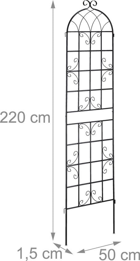 Kletterpflanzen-Spalier – Metall – 2er-Set – 220 x 50 cm – Spalier – schwarz