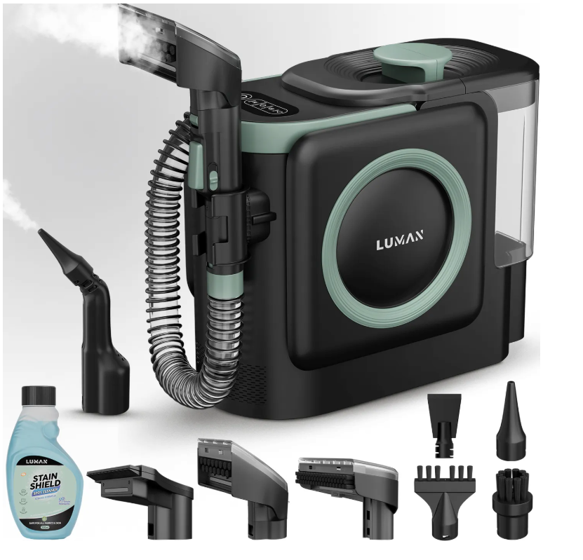 LUMAN 10 in 1 Teppichreiniger Pro 1800W - 100°C Dampffunktion und Selbstreinigung - Fleckenreiniger - Dampfreiniger - Sitzreiniger - Reiniger für Sofa, Boden, Auto und Teppich - 7 Meter Kabel
