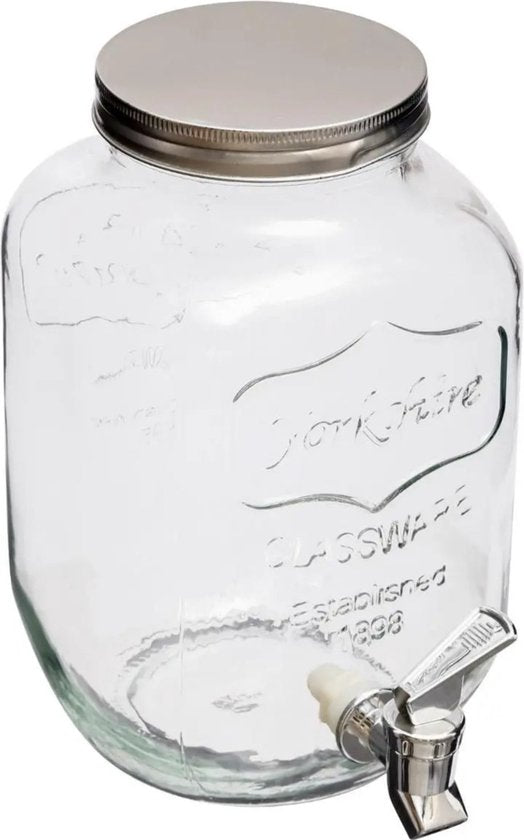 Secret de gourmet Glas-Getränkespender – 4 Liter – Kunststoffhahn und Schraubdeckel – Saftspender – Getränkespender