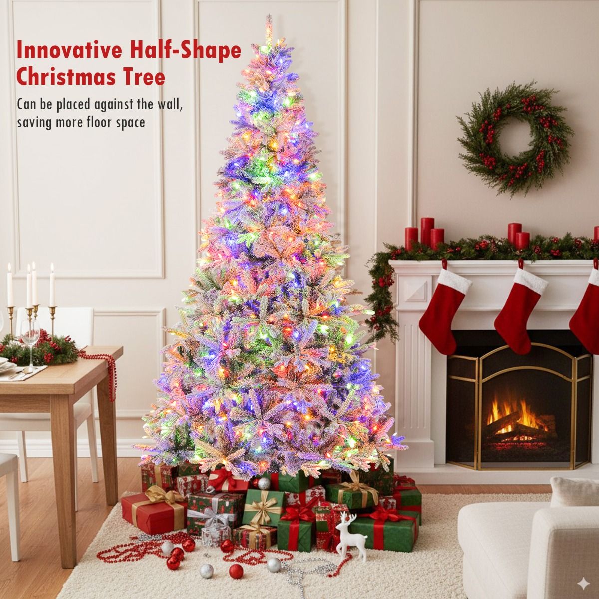 Coast halber künstlicher Weihnachtsbaum vorbeleuchtet 210 cm - Schnee-Effekt - Weiß/Grün - 126 x 63 x 210 cmCoast halber künstlicher Weihnachtsbaum vorbeleuchtet 210 cm - Schnee-Effekt - Weiß/Grün - 126 x 63 x 210 cm