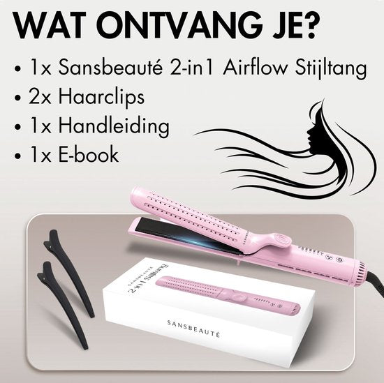 Sansbeauté® 2 in 1 Airflow Glätteisen - Lockenstab - Glätteisen - Haarglätter - Schnelles Aufwärmen - 140℃ bis 220℃ - Glätten & Locken - ION-Technologie