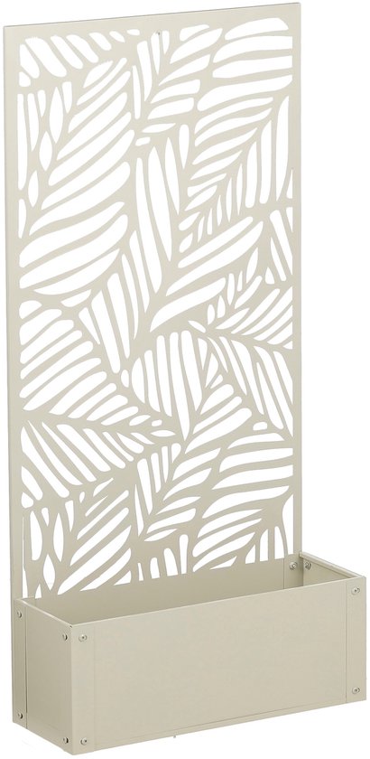 Mica Decorations Sapri Pflanzenstütze – Pflanzkübel mit Klettergitter für Kletterpflanzen – Pflanzenständer, freistehend oder an der Wand – 57,5 x 21 x 118 cm – Off White