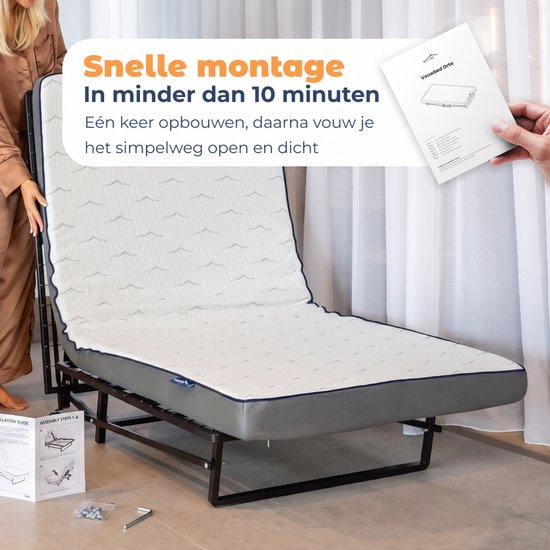 Best Life Klappbett 90 x 200 – Klappbares Gästebett – Klappbett mit Matratze – Einzelbett – Faltbett – inkl. Aufbewahrungshülle