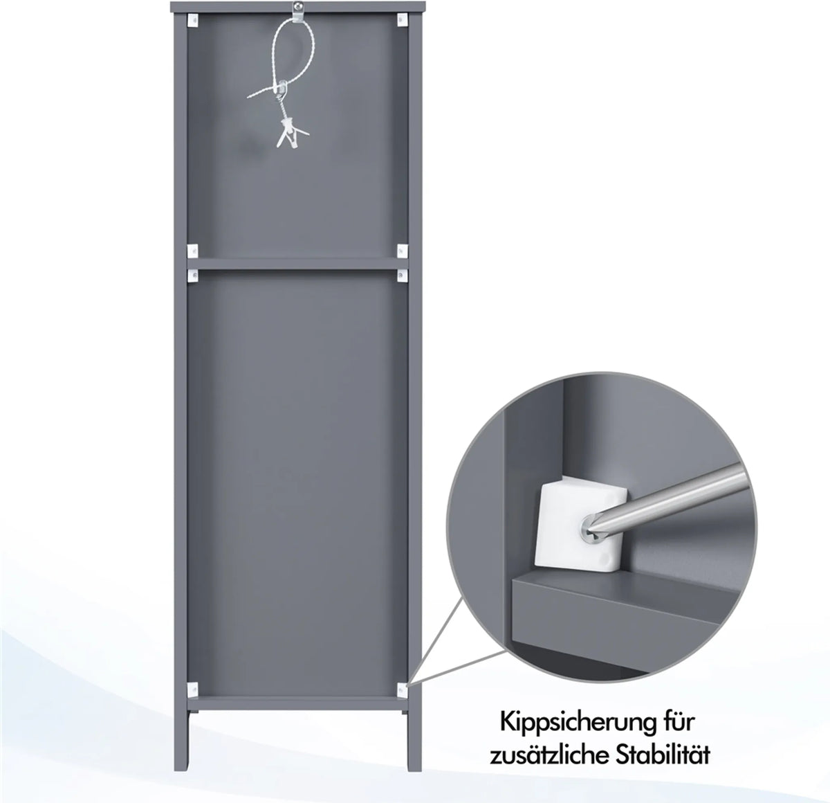 Yaheetech Platzsparender Badezimmerschrank & Aufbewahrungsschrank mit 2 herausnehmbaren Schubladen, 89 cm hoch – Dunkelgrau – MDF