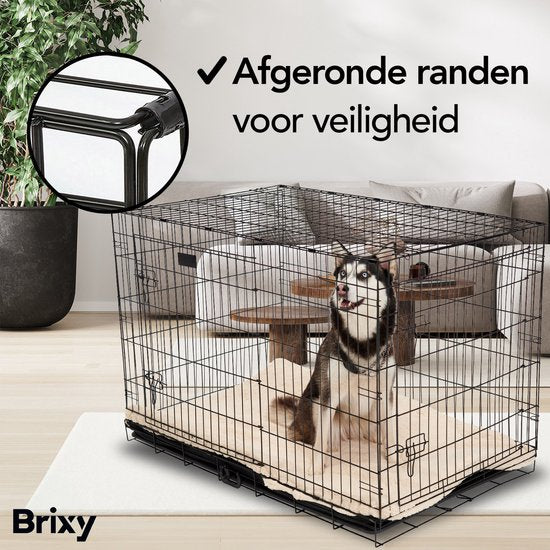 Brixy Hundebank - Bank für Hunde - Größe XXL - faltbar - 122 x 76 x 84 CM - 2 Türen - Schwarz